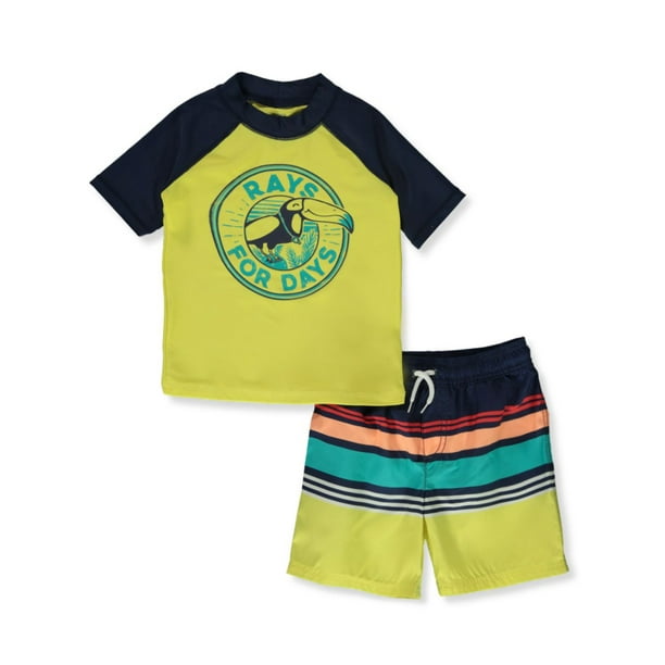 Carter's Boys' 2Piece Rashguard Swimsuit Set Outfit yellow/navy, 2t