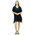 thumbnail image 4 of Bimba Women's V-Neck Tassel Kaftan Short Drawstring Waist Caftan Beachwear Coverup Dress, 4 of 9
