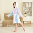 thumbnail image 4 of FORMRS Niños Bathrobe Unisex Hooded Robe Soft Plush Pajamas Sleepwear, Size 7-9T, Light Blue Stripes, 4 of 7