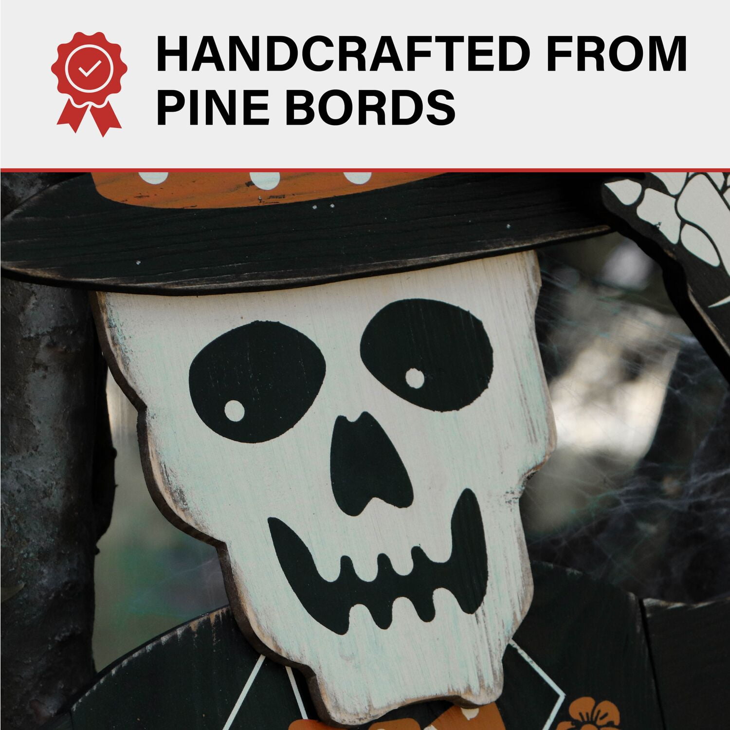 Haunted Hill Farm 3.8 ft Skeleton Wooden Halloween Sign, HHWOODSKL-0BL