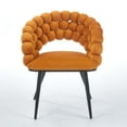 thumbnail image 6 of Set of 2 Modern Chair with Golden Color Iron Tube Legs, Soft Cushions and Comfortable Backrest, Suitable for Dining Room, Living Room, Cafe, Hairball Back (Orange), 6 of 8