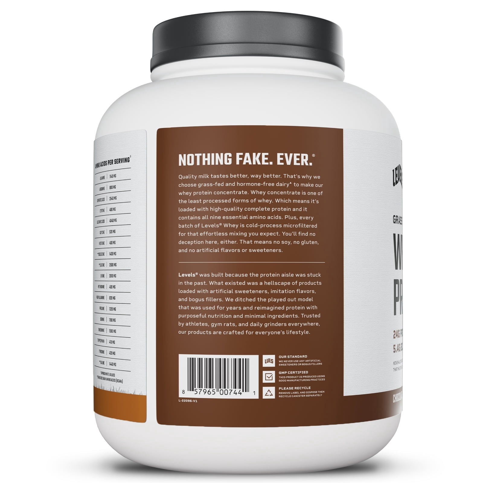 Levels Grass Fed Whey Protein Powder, No Artificials, 24G of Protein, Chocolate Peanut Butter, 5LB