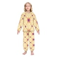thumbnail image 2 of Fluffy Pajamas Set Fuzzy Winter Warm Pj Sets Pullover Tops and Long Pants Orange and Purple Fireworks Pattern X-Small, 2 of 8