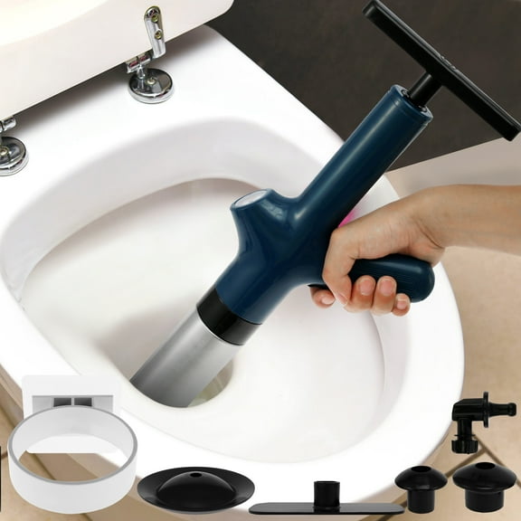 Toilet Plunger Kit High Pressure Air Toilet Plunger with Real-Time Barometer Stainless Steel Drain Clog Remover Powerful Sink Plunger Plumbing Tools for Toilets Floor Drain Kitchen Sink