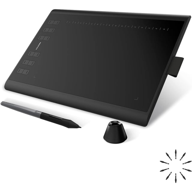HUION Inspiroy H1060P Tableta Gráfica de Gran Área de Trabajo de 10 x 6,25 Pulgadas, Coatible con Dispositivos Android, con un Lápiz Actualizado sin Batería, Ideal para Leccion y Trabajo en Línea