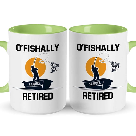 Customizaholic Personalized Fishing Retirement Mug - “O’Fishally Retired” Funny Fishing Design, Custom Name Keepsake Gift for Retirement