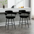 thumbnail image 3 of Zesthouse 26.7" Swivel Counter Stools Set of 2, Upholstered Sherpa Bar Stools with Back and Metal Legs, Modern Counter Height Chairs for Kitchen Island, Black, 3 of 16