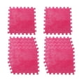 thumbnail image 1 of 10 piezas de alfombras cuadradas de rompecabezas, baldosas suaves para decoración de salón y hogar rosa roja, 1 of 8