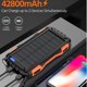 thumbnail image 4 of Cargador solar portátil de 20000 mAh, cargador de teléfono solar, cargador de batería externo impermeable para acampar para teléfono celular, 2 USB/linterna LED con brújula para actividades, 4 of 5