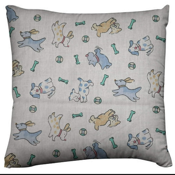 Cotton Animal Print Decorative Throw Pillow/Sham Cushion Cover Playful Puppies Blue on White