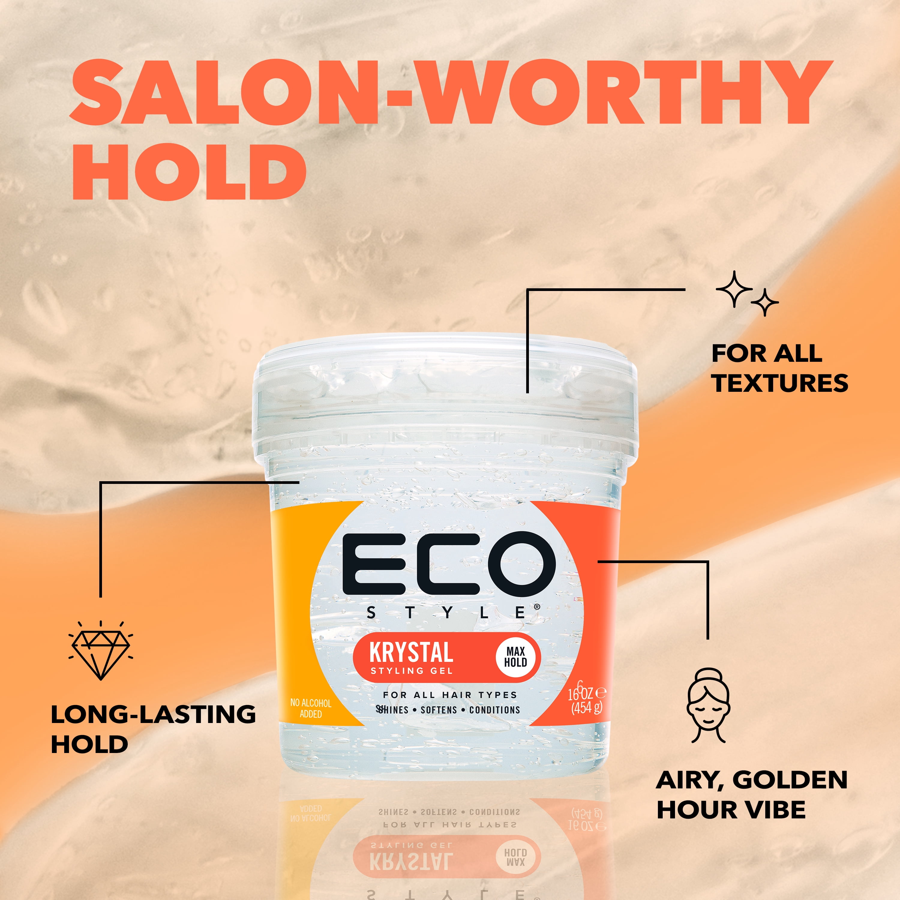 (3 pack) Eco Style Krystal Styling Gel 16 oz