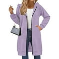 thumbnail image 6 of Resicozy Womens Long Tunic Hoodies Oversized Hooded Zip Up Solid Color Sweatshirts Casual Pullover Hoodies Cute Trendy Sweaters Light Purple 2XL, 6 of 6