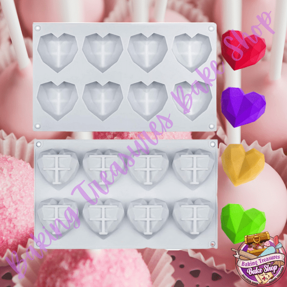 Geometric hearts Silicone Mold 8 Cavity