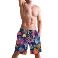 thumbnail image 5 of Dailycode Men's Quick Dry Swim Trunks Beach Shorts Casual Summer Board Shorts with Pockets, Tropical Coral and Fish, 5 of 8