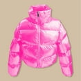 thumbnail image 5 of DHFJKG Boy Girl Winter Padded Puffer Cropped Coat Shiny Glossy Warm Thickened Insulated Outerwear Stand Collar Zipper Crop Jackets For Kids Children Cold Weather Casual Outwear, 5 of 5