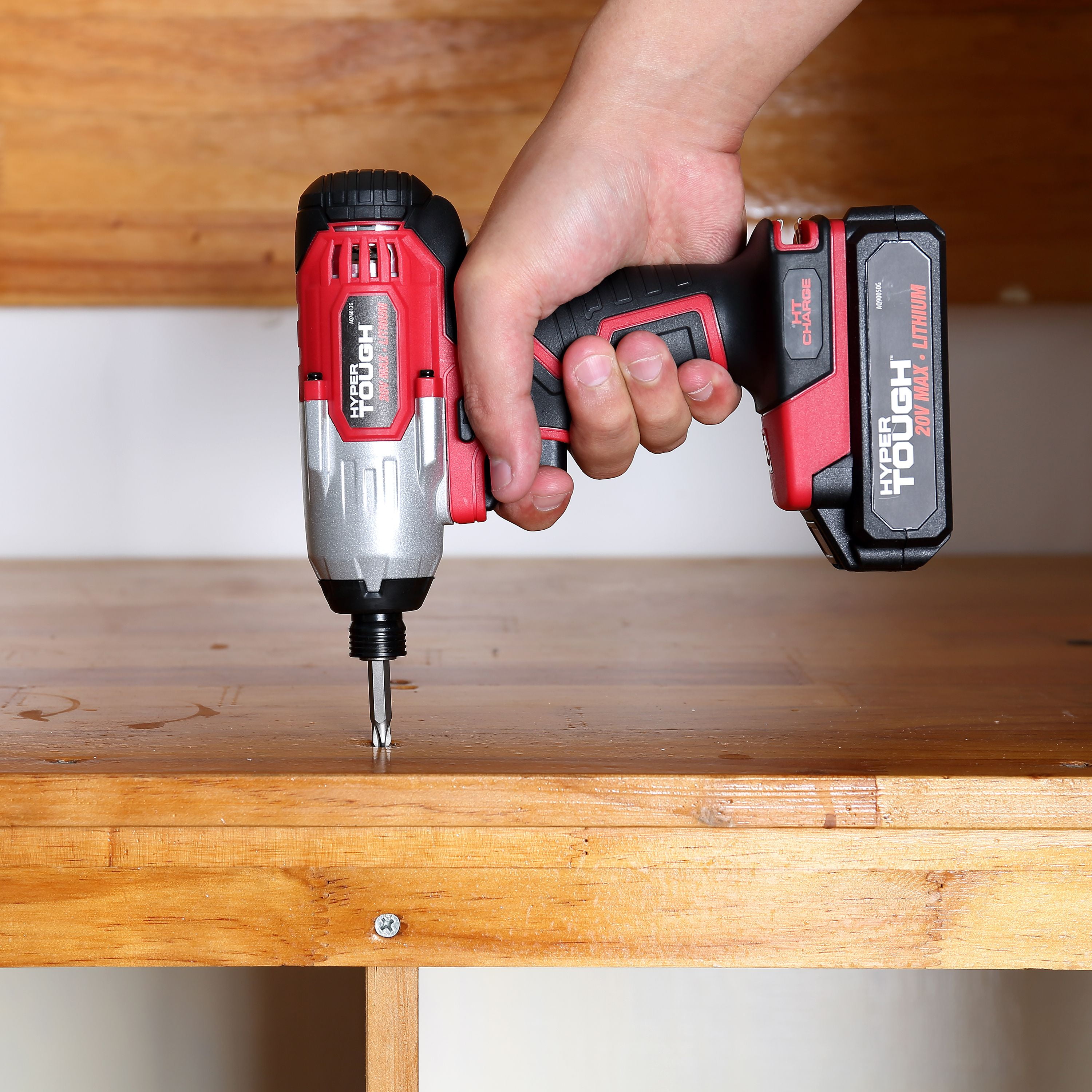 Hyper Tough 20V Max Lithium-ion 3/8-in. Cordless Drill, 1/4-in. Impact Driver & Reciprocating Saw Combo Kit (3-Tool) with (2)1.5Ah Lithium-ion Batteries, Charger, Wood Blade, Bit Holder & LED Lights
