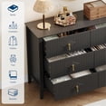 thumbnail image 3 of EastVita Fluted Dresser 47 Inch Wide Storage Organizer Cabinet for Living Room Hallway Entryway Black, 3 of 7