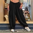 thumbnail image 2 of TRUBKH Cotton Linen Pants Balloon Pants Resort Wear for Women 2026 Paperbag Pant Drop Crotch Harem Pants Baggy Yoga Pants Women Gaucho Pant Beach Palazzo Harem Pants Lounge Pants Black L, 2 of 5