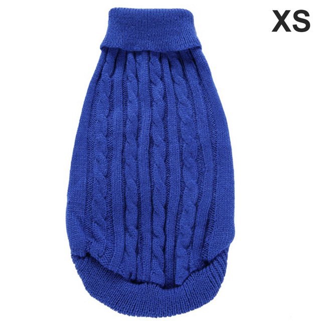 Greeniant Suéter de Navidad para mascotas, suéter de punto cálido de Color sólido, ropa de otoño e invierno Ropa para mascotas Azul oscuro XS