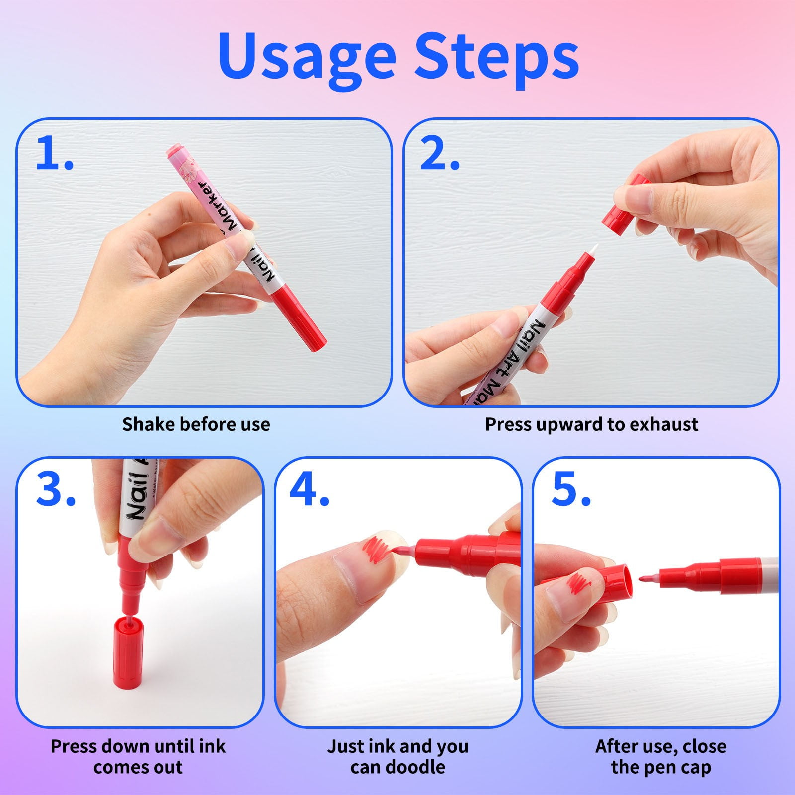 Magiart Waterproof Nail Art Pen,24 Colors Nail Art Pens Set,2026 New Nail Marker,Fine Tip Nail ArtS Pen 0.5mm,Waterproof and Quick-Drying Nail,For Polishing Dotting Painting Liner DIY (24 colors)