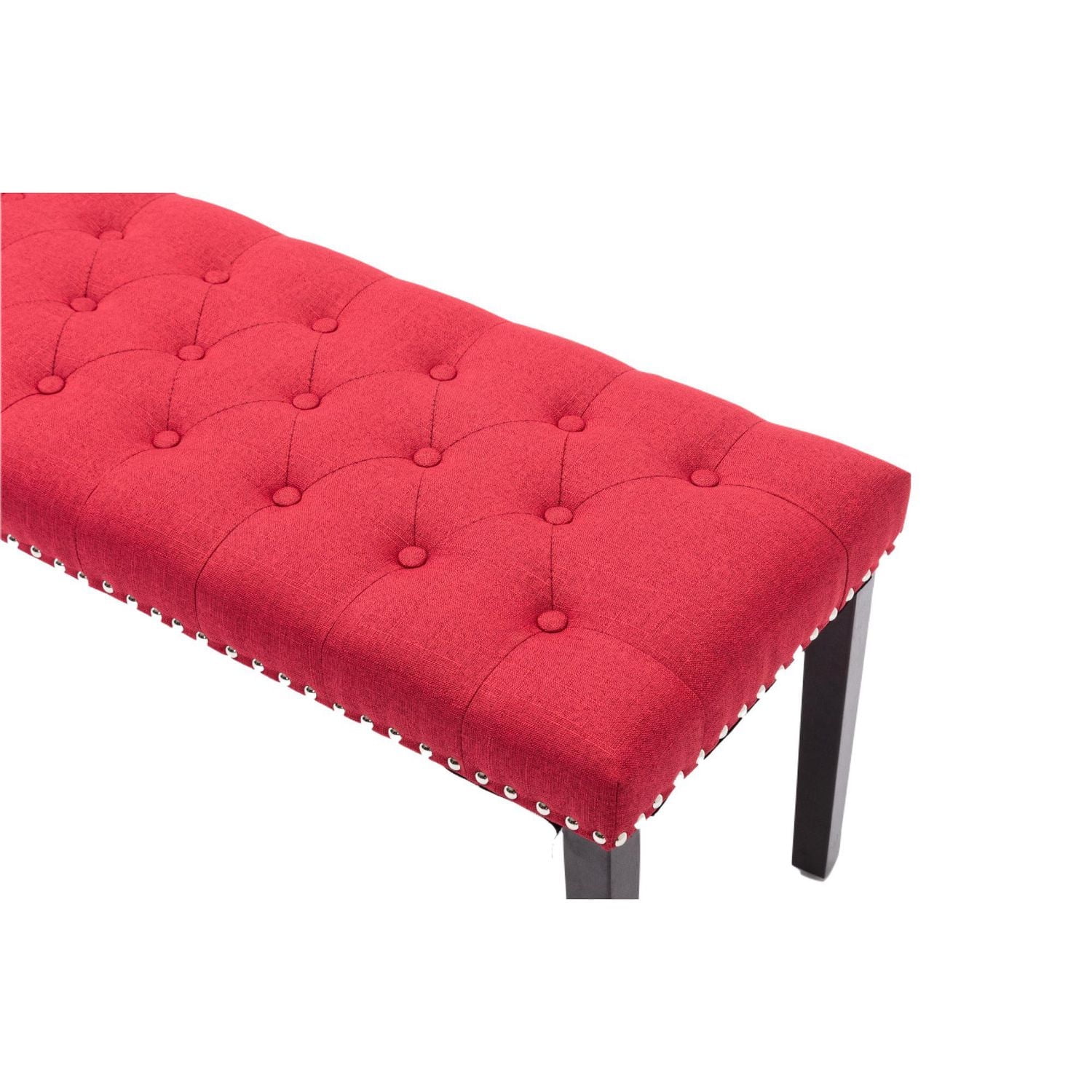 Cabara Tufted Fabric Bench (Red)