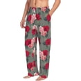 thumbnail image 2 of Uemuo Rose Flowers Pattern Men's Wide Leg Palazzo Lounge Pants with Pockets Light Weight Loose Comfy Casual Pajama Pants-Large, 2 of 9