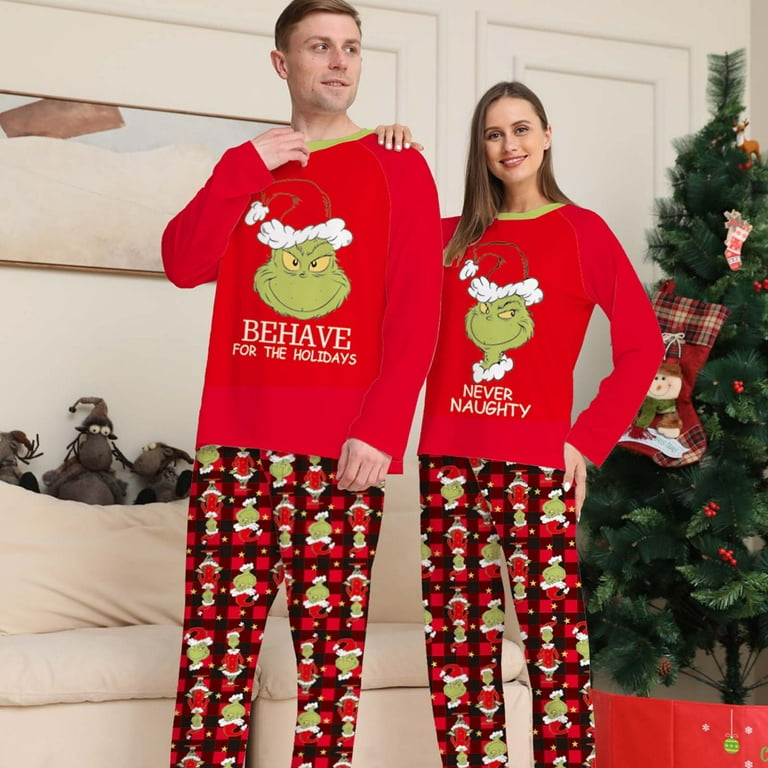 Merry Grinch-Mas CHMORA Family Matching Christmas Pajamas for Adults, Teens  and Baby Holiday Grinch Pajamas Parent-Child Outfits Sleepwear Homewear