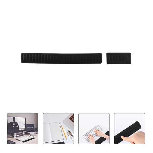 KONTONTY Wrist Rest Pads for Keyboards and Mice in Black 2Pcs with Foamed Memory Foam for