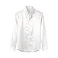 thumbnail image 4 of Spencer Mens Long Sleeve Plain Shirts Casual Dress Shirts Button Down Male Satin Blouses for Wedding Party Formal Business, Size S-2XL, 4 of 8