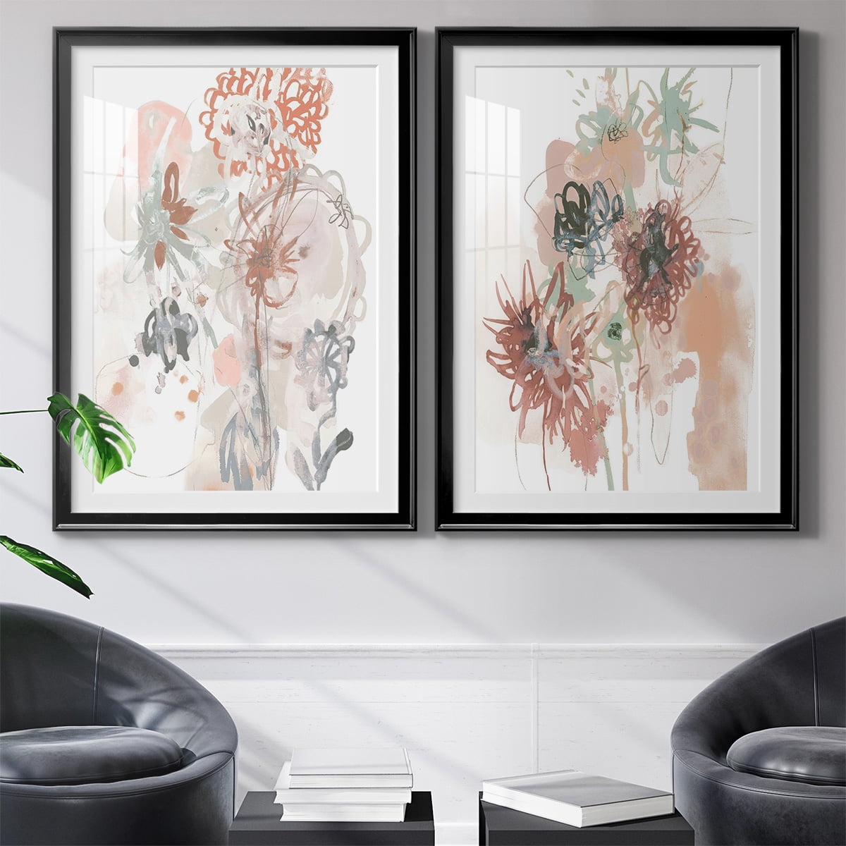 Wexford Home Petal Drift III Premium Framed Print, 26.5" x 36.5" - Ready to Hang, Black (Set of 2)