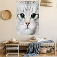 thumbnail image 2 of Cat Tapestry, Cute Cat Print Kitten Kitty Closeup Portrait Digital Photography Lovely Domestic Pet, Wall Hanging for Bedroom Living Room Dorm Decor, 40W X 60L Inches, Grey Ivory, by Ambesonne, 2 of 5