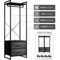 thumbnail image 6 of YSNW Clothing Rack with Drawers - Clothes Stand Dresser - Wood Top, Steel Frame, & Fabric Drawers - Tall Closet Storage Organizer - Garment Rack for Hanging Shirts, Dresses, & Jackets（Gray Wood）, 6 of 14