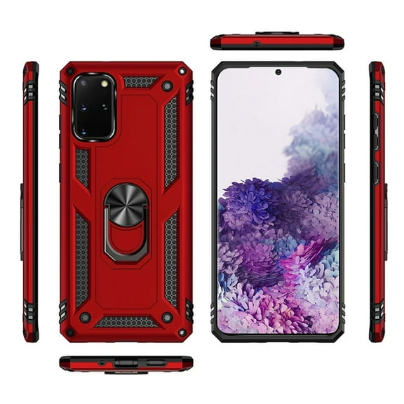 For Samsung Galaxy S20  Plus (6.7") Rugged Dual Layers 2in1 Hard PC   TPU Shockproof Hybrid with Ring Kickstand Cover ,Xpm Phone Case [ Red ]