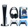 Sony Playstation 5 Disc Version (Sony PS5 Disc) with Extra Starlight Blue Controller, Black PULSE 3D Headset and Gamer Starter Pack Bundle with Cleaning Cloth