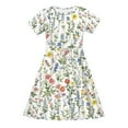 thumbnail image 4 of MKOSPLRT Girls Short Sleeve Floral Dress Kids Boho Casual Twirly Skater Dress Retro Boho Flowy Pleated Dress for Girls 4-14 Years, 4 of 8