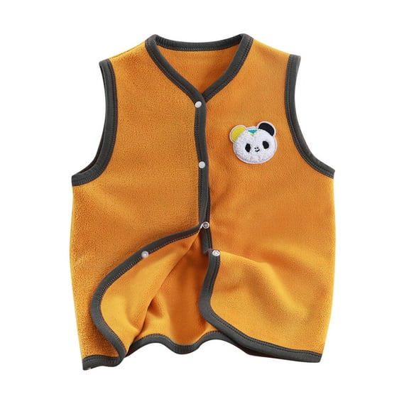 bbymog Boys Girls Fashion Fleece Vest Outwear Lightweight Solid Color Cute Jacket Baby Girl Clothes Yellow 2 Years