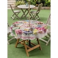 thumbnail image 3 of Outdoor Tablecloth with Umbrella Hole and Zipper, Happy Easter Round Table Cloth 54 Inch Waterproof Tablecloth, Spring Flower Pastoral Butterfly Retro Beige Picnic Table Cover for Patio Camping, 3 of 7