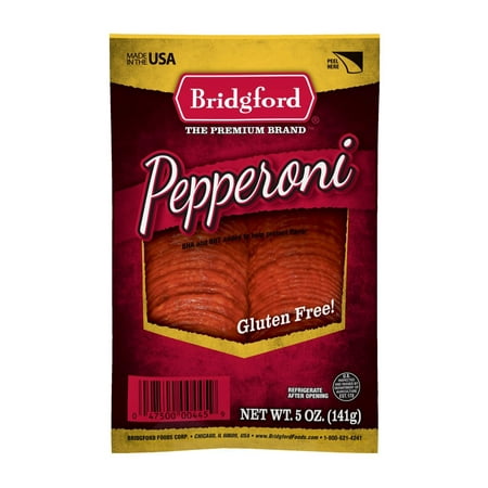 Bridgford Gluten-Free Original Pepperoni - 5oz Sliced, Resealable Bag, Fully Cooked
