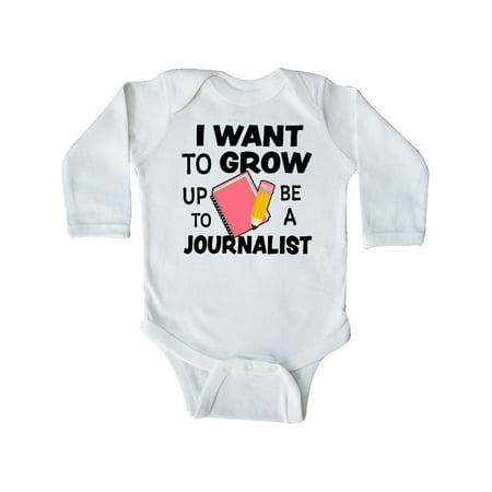 

Inktastic I Want To Grow Up To Be A Journalist Gift Baby Boy or Baby Girl Long Sleeve Bodysuit