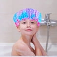 thumbnail image 3 of Shower Cap For Kids,3 Pcs Kids Girls Toddler Shower Cap, Reusable Plastic Rainbow Unicorn Shower Cap For Girls Adjustable Cute Mermaid Hair Cap Waterproof Childrens Women Head Cap For Hair, 3 of 4