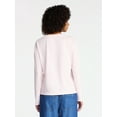 thumbnail image 3 of Time and Tru Women's Boxy Slub V-Neck Tee with Long Sleeves, Sizes XS-XXXL, 3 of 5