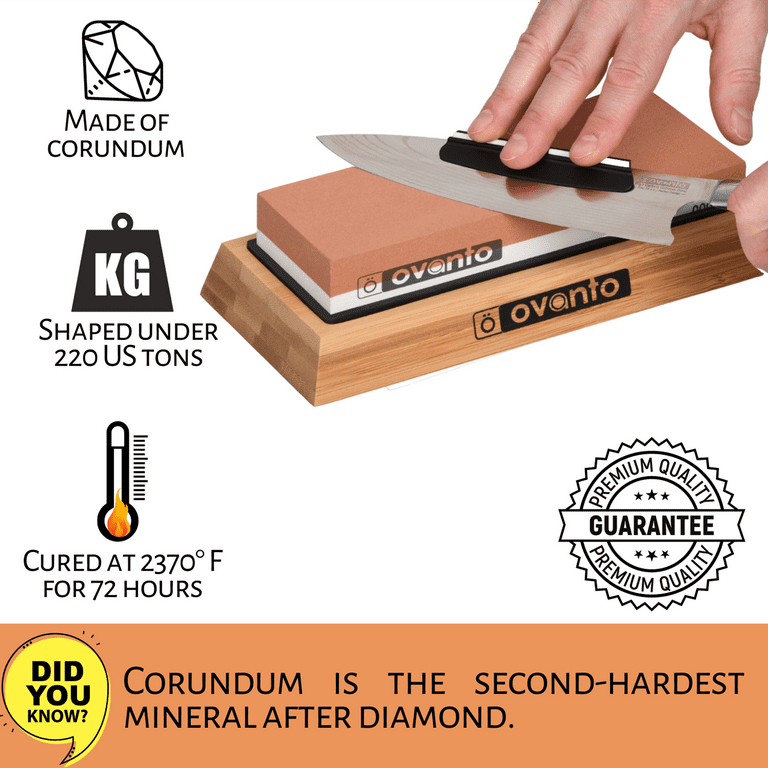 Ovanto Knife Sharpening Stone, 400-8000 Grits Corundum Made, Bamboo Premium  Box with Lid 