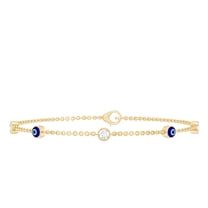 Rosec Jewels Lab Grown Diamond Evil Eye Bracelet for Women - Diamond Station Bracelet - EF-VS Grade, 14K Yellow Gold, 7.0 inches