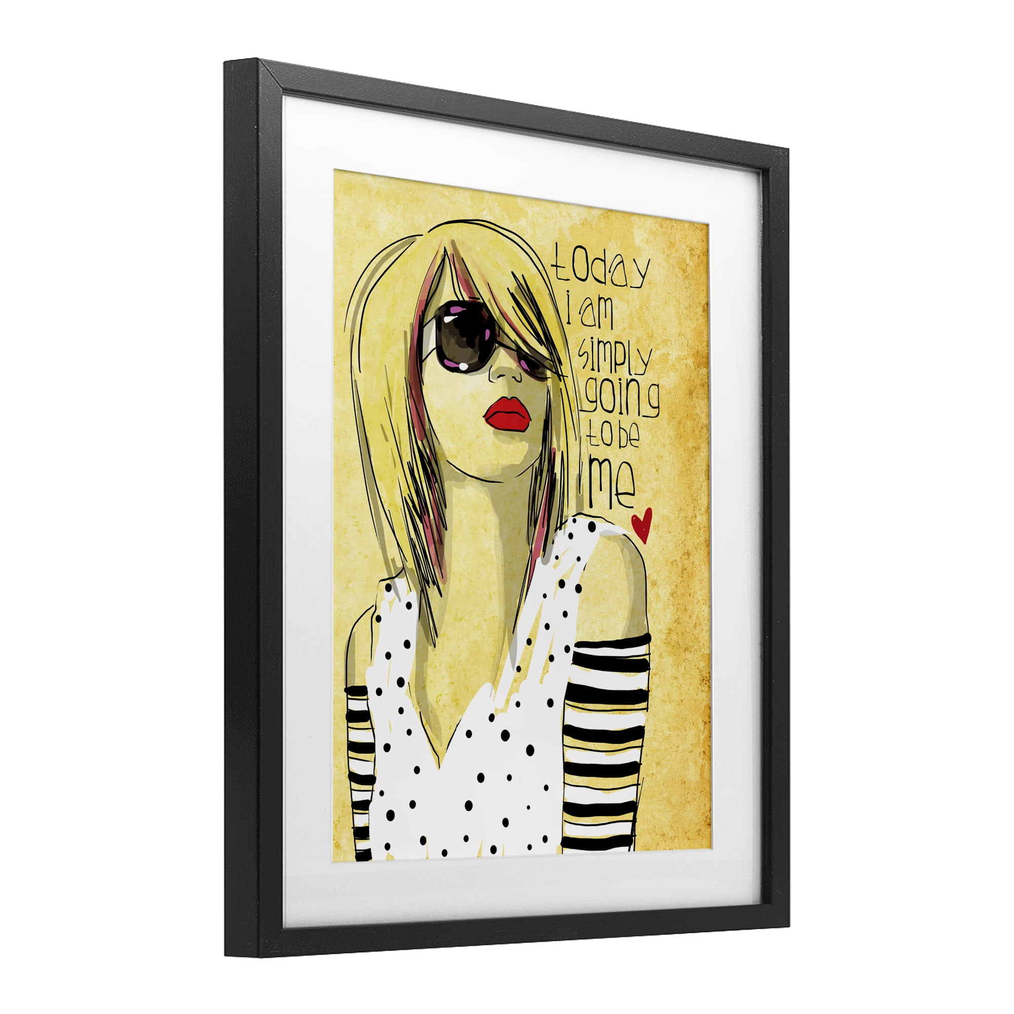 Stupell Industries Today I Am Simply Me Black Framed Print Under Glass, design by Suzanne Millius