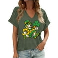 thumbnail image 2 of NuoCaiYun St Patricks Day Tops for Women V Neck Funny T-Shirt Irish Shamrock Graphic Short Sleeve Clover Tee, 2 of 6