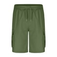 thumbnail image 3 of Arnsht Men's Casual Stretch Cargo Shorts Big and Tall Drawstring Elastic Waist Summer Work Short with Multi Pockets Green XXXXXL, 3 of 6