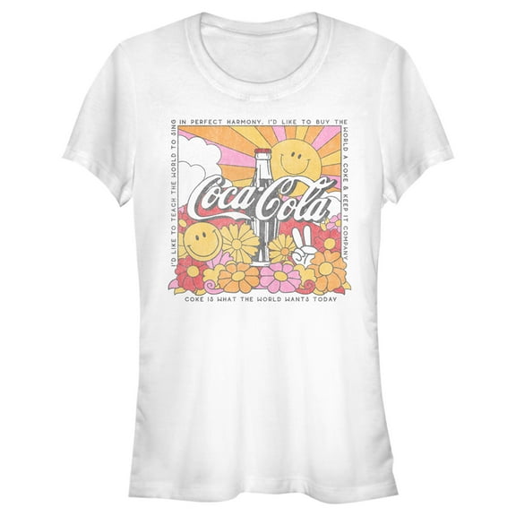 Junior's Coca Cola Unity Square Lyrics Logo Graphic Tee White X Large