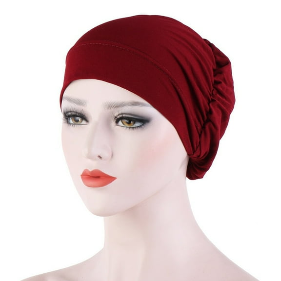 GROFRY Women Small Solid Color Soft Knotted Night Sleep Beanie Bonnet Chemo Hat Cover
