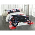 thumbnail image 3 of Ambesonne Motorcycle Quilted Bedspread Set 3 Pcs, Riding Man on USA Back, Queen Size, Multicolor, 3 of 5