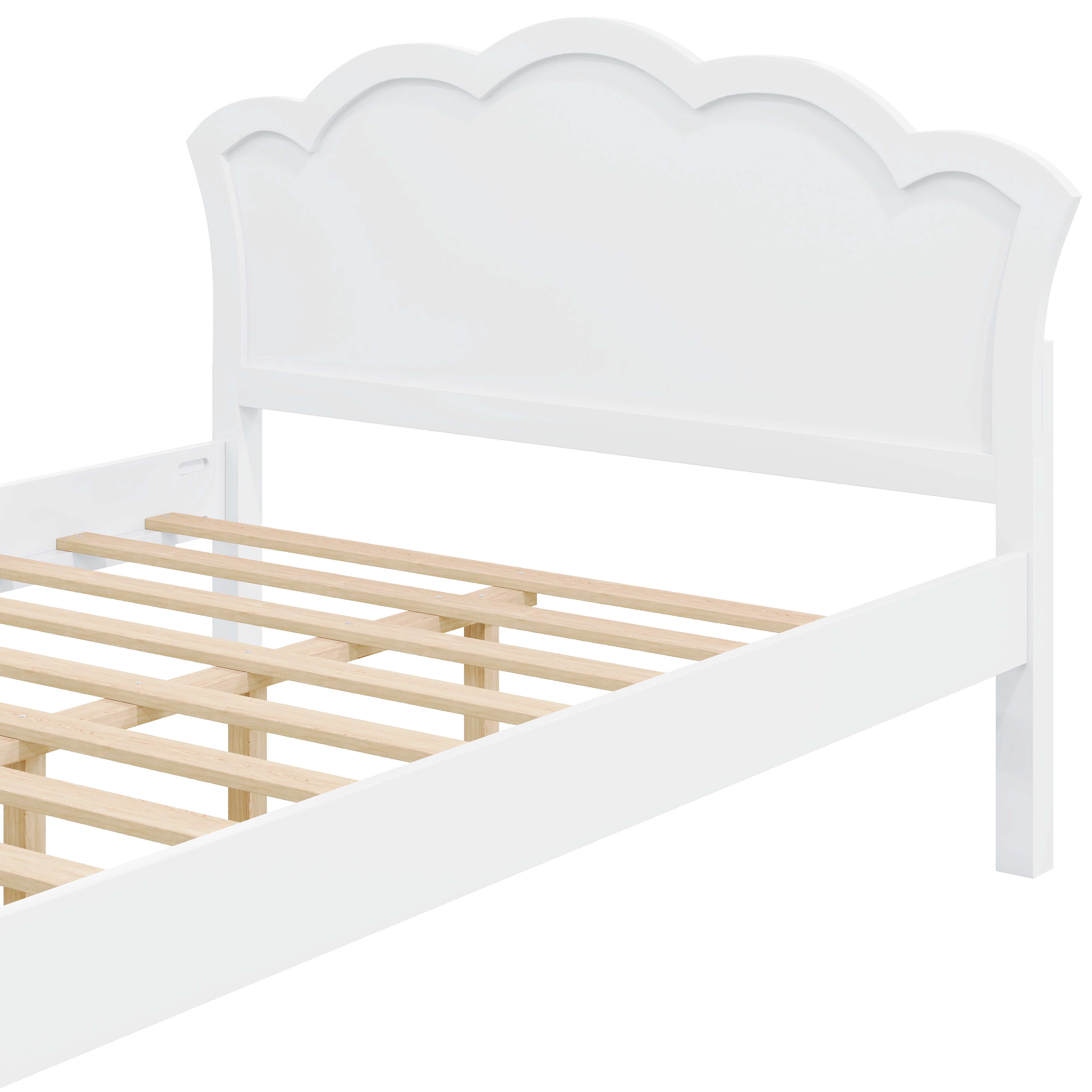 Alvantor Full Size Wood Platform Bed with Headboard, White